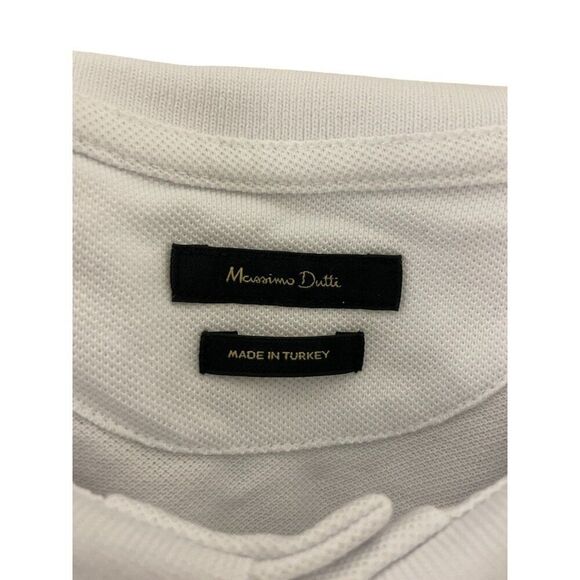 Massimo Dutti Men Polo Shirt M White Textured Short Sleeve Pullover 0755/285 NWT - Picture 7 of 10
